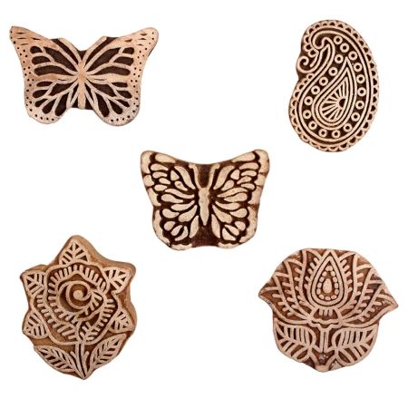 Set of 5 Piece New Mix Wooden Printing Block